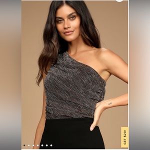 NWT Lulu’s Shimmer One-Shoulder Bodysuit